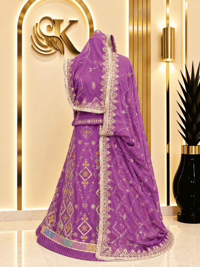 Supriya Semi Pure Rajputi Poshak– Levender — Royal Rajputi Poshak by Findaro
