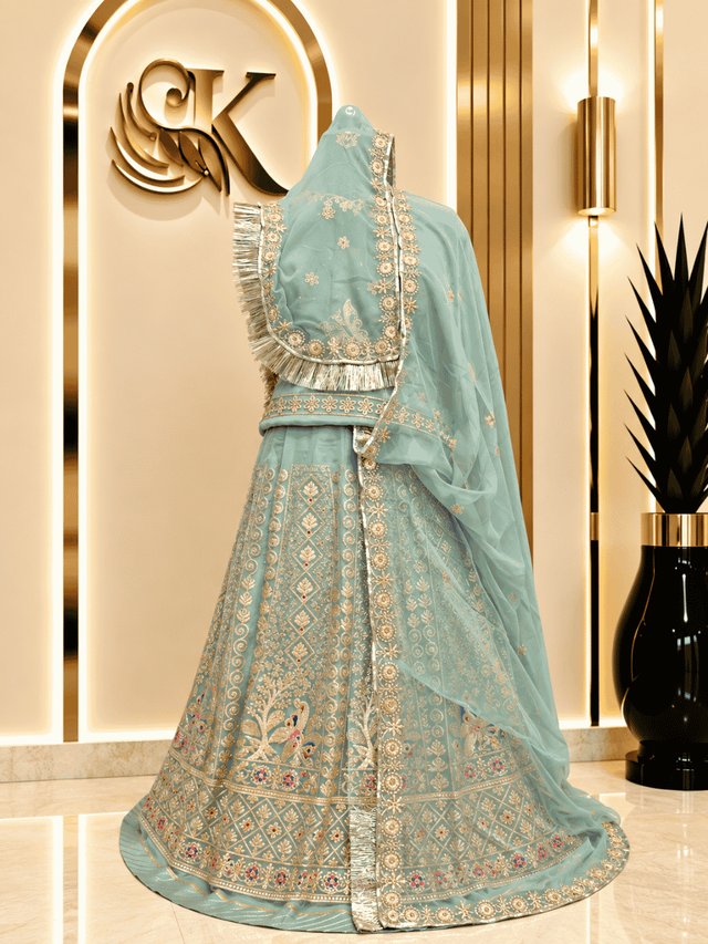 Priya Semi Pure Rajputi Poshak– Elaichi Green — Royal Rajputi Poshak by Findaro