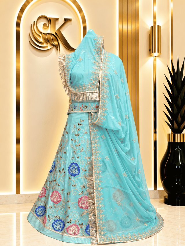Chandan Fendy Silk Rajputi Poshak– Sea Green — Royal Rajputi Poshak by Findaro