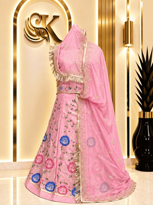 Chandan Fendy Silk Rajputi Poshak– Baby Pink — Royal Rajputi Poshak by Findaro