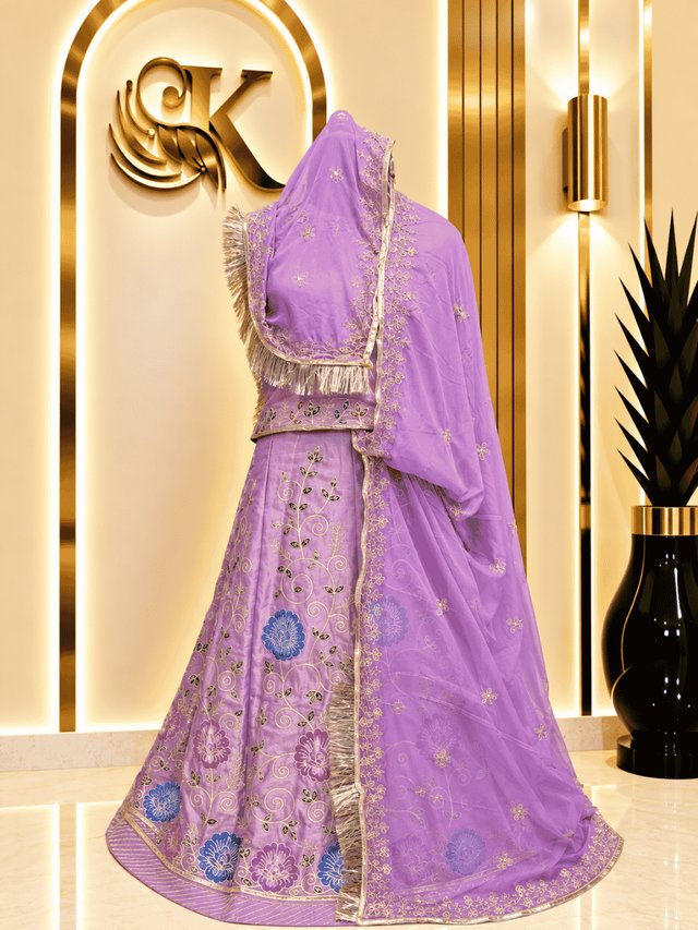 Chandan Fendy Silk Rajputi Poshak– Light purple — Royal Rajputi Poshak by Findaro