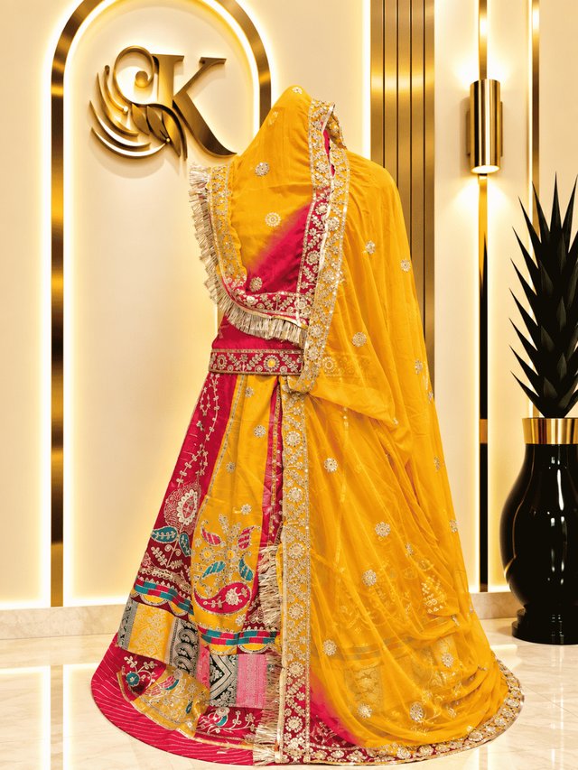 Nidhi Gold Crush Rajputi Poshak– Yellow — Royal Rajputi Poshak by Findaro