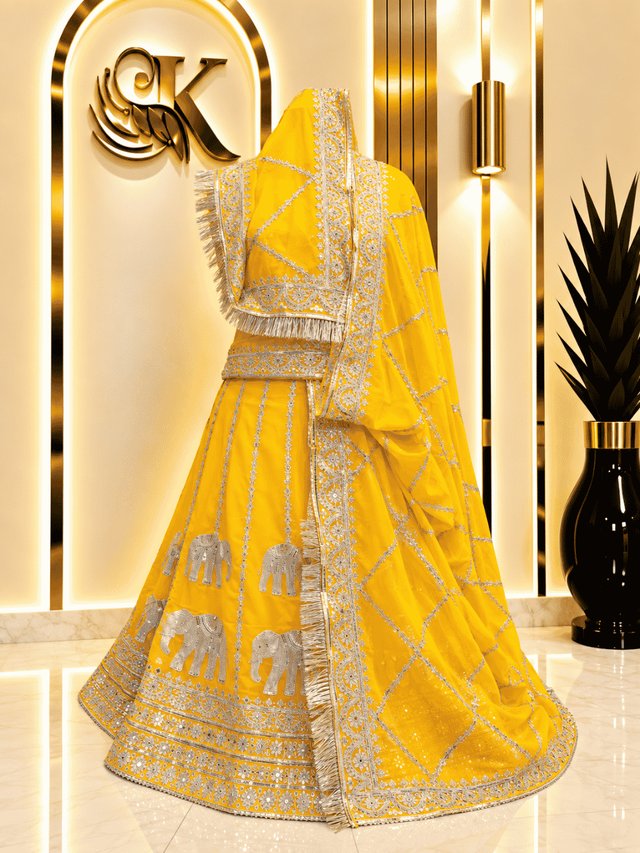 Shalini Half Pure Rajputi Poshak– Yellow — Royal Rajputi Poshak by Findaro