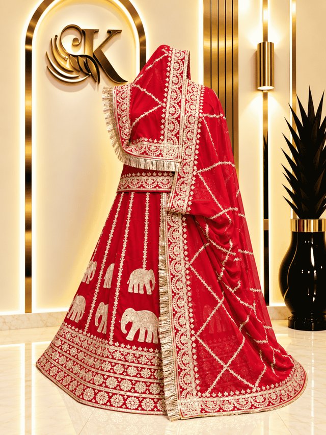 Shalini Half Pure Rajputi Poshak– Red — Royal Rajputi Poshak by Findaro