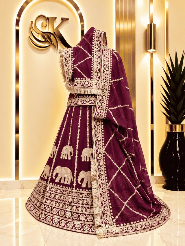 Shalini Half Pure Rajputi Poshak– Wine — Royal Rajputi Poshak by Findaro