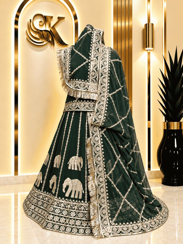 Shalini Half Pure Rajputi Poshak– Green — Royal Rajputi Poshak by Findaro