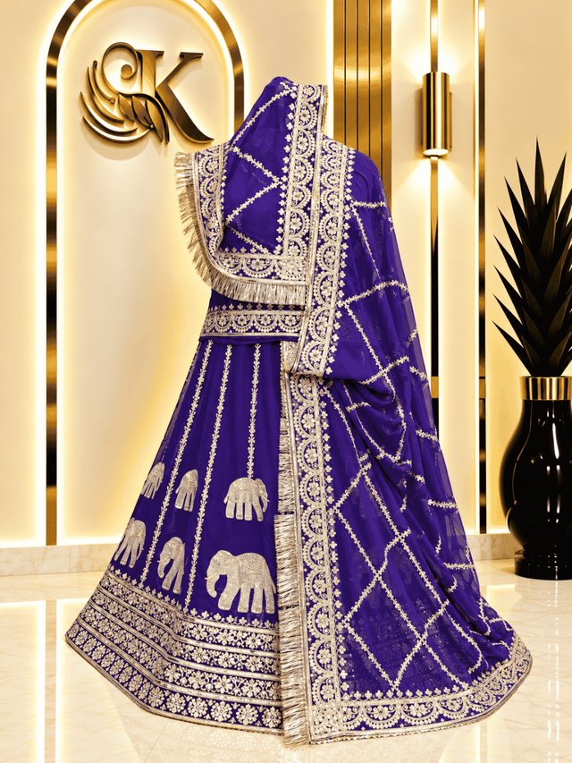 Shalini Half Pure Rajputi Poshak– Blue — Royal Rajputi Poshak by Findaro