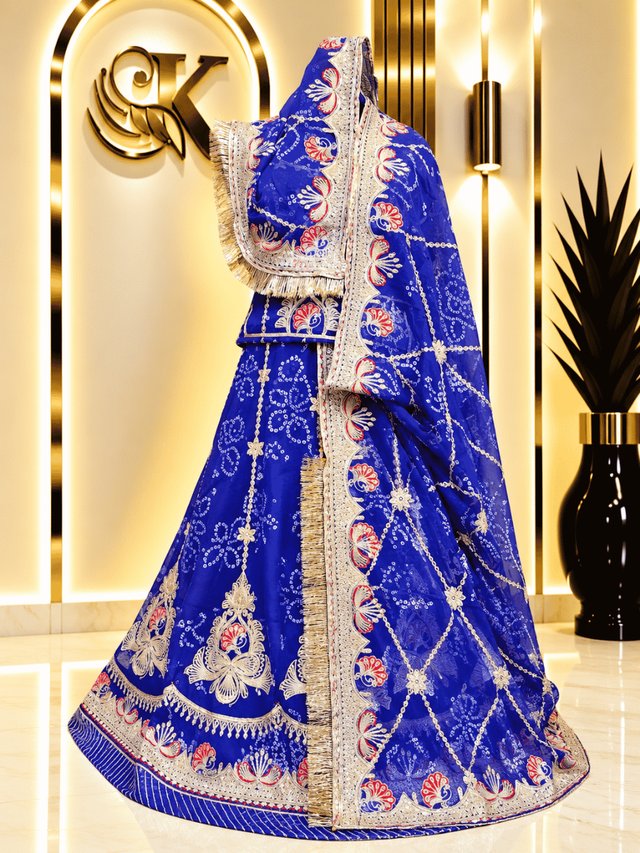 KRUTI Semi Pure Rajputi Poshak – ROYAL BLUE — Royal Rajputi Poshak by Findaro