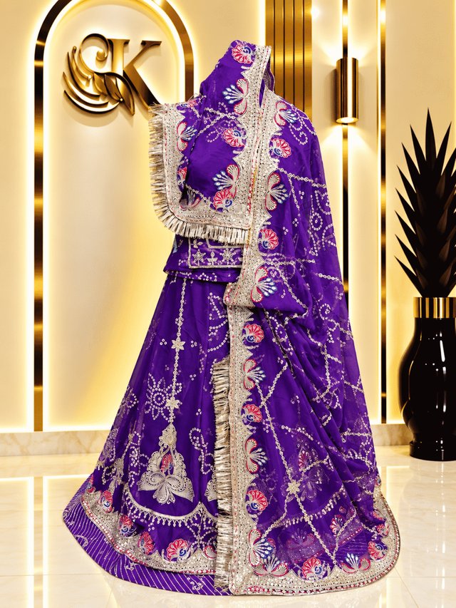 KRUTI Semi Pure Rajputi Poshak – PURPLE — Royal Rajputi Poshak by Findaro