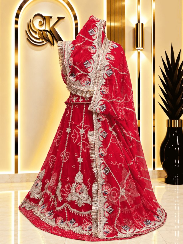KRUTI Semi Pure Rajputi Poshak – RED — Royal Rajputi Poshak by Findaro