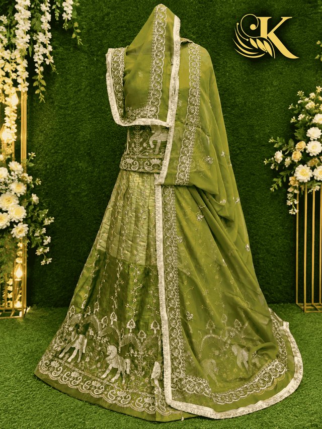 Karni Silk Rajputi Poshak– Green — Royal Rajputi Poshak by Findaro