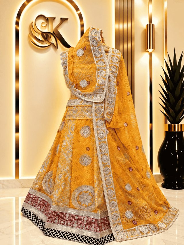 Sitara Half Pure Rajputi Poshak– Yellow — Royal Rajputi Poshak by Findaro