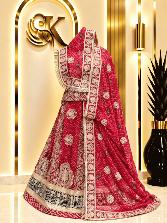 Sitara Half Pure Rajputi Poshak– Red — Royal Rajputi Poshak by Findaro