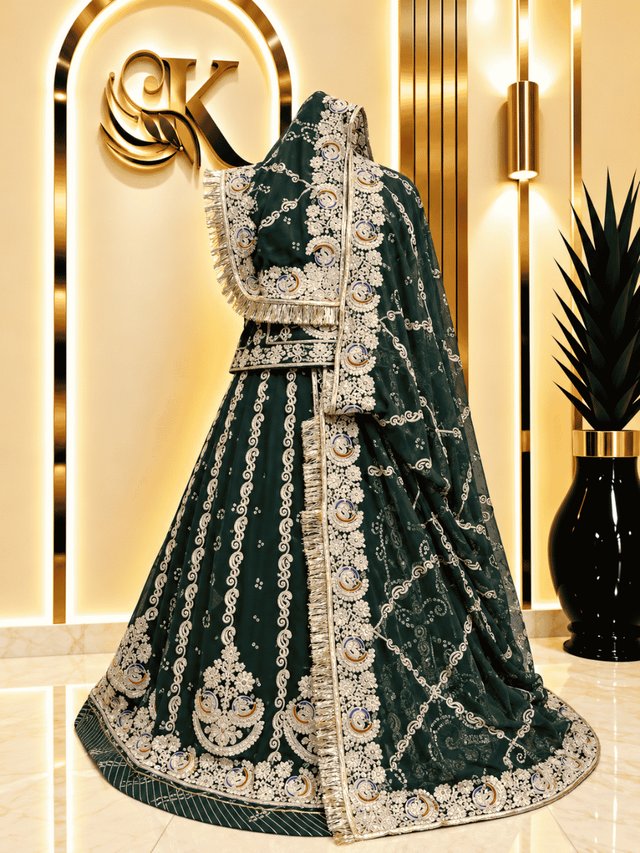 Mewar Semi Pure Rajputi Poshak – Green — Royal Rajputi Poshak by Findaro