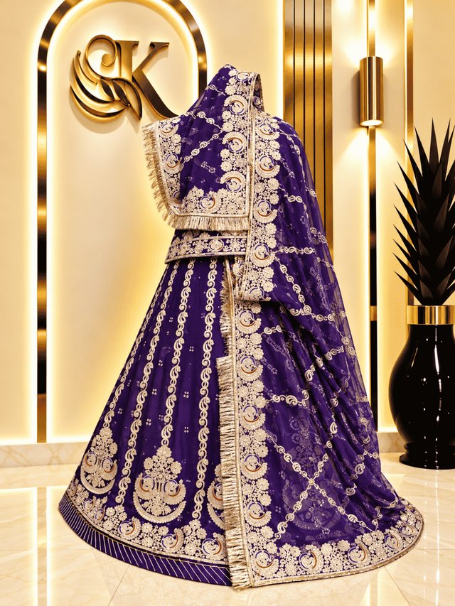 Mewar Semi Pure Rajputi Poshak – Violet — Royal Rajputi Poshak by Findaro