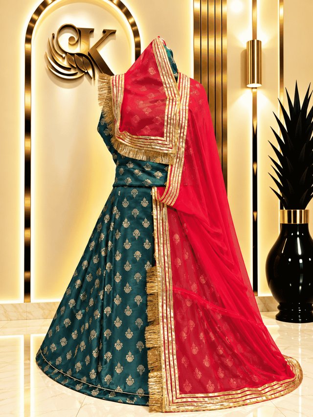 Anvika Silk Rajputi Poshak – Green1 — Royal Rajputi Poshak by Findaro