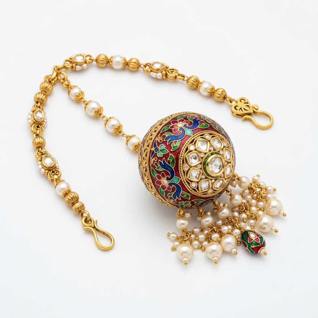 Royal Kundan Meenakari Borla Maang Tikka — Royal Rajputi Poshak by Findaro